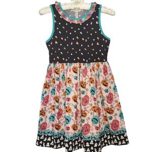 Matilda Jane Halloween Dress Black Polka Dot Pumpkin Ghost Sleeveless